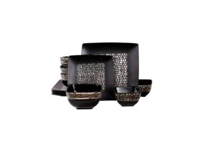 Juego de vajilla de gres doble tazón de 16 piezas Elama Naina Foto 1 de 2