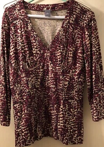 Ann Taylor Top Women's Long Sleeve Ditsy Floral Crisscross Effect Size Medium - Picture 1 of 6
