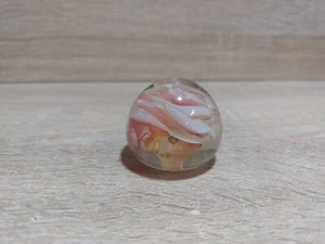 Hermoso pisapapeles burbujas cinta remolino blanco rosa artístico de vidrio - Imagen 1 de 12