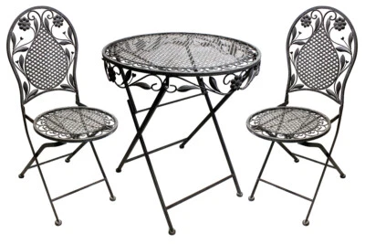 3tlg. Terrassen Gartenset Bistroset Sitzgruppe Gartenmöbel klappbar grau braun - Bild 1 von 4