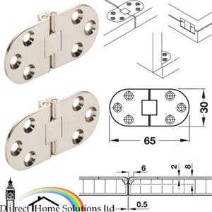 2 X HAFELE POLISHED NICKEL SELF SUPPORTING FOLDING TABLE HINGES FLUSH MOUNTED - Picture 1 of 9