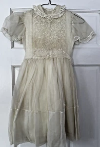 Vintage unbranded size 8 sheer dress with taffeta slip short sleeve - Picture 1 of 7
