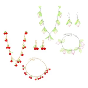 Beautiful Acrylic Fruit Adornment Jewelry Set with Necklace Bracelet and Earring - Picture 1 of 10