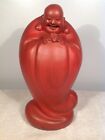 10” tall Chinese handcarved "red"  wood Budda statue
