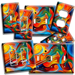 COLORFUL GUITAR KEYNOTE LIGHT SWITCH OUTLET WALL PLATES MUSIC STUDIO HOME DECOR - Picture 1 of 30