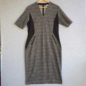 Veronika Maine Dress Sz 16 Grey Black Half Sleeve Shift Midi Busines Office - Picture 1 of 10