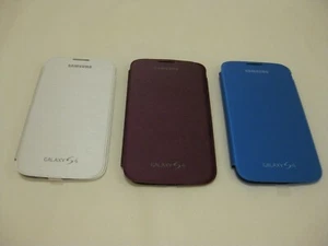 THREE x SAMSUNG GALAXY S4 I9505 SLIM FLIP COVERS - WHITE PURPLE AND BLUE. - Picture 1 of 3