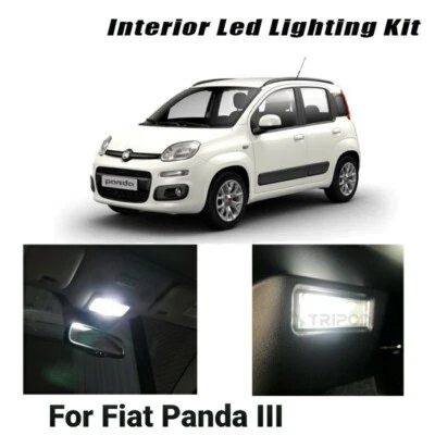 KIT LED INTERNI COMPLETO PER FIAT PANDA III PLAFONIERA + BAGAGLIAIO CANBUS 6000K - Immagine 1 di 3
