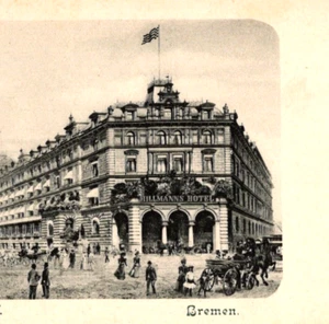 Hillmanns Hotel in Bremen Germany 1900s Postcard German Architecture Drawing UDB - Picture 1 of 3