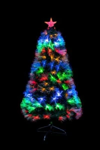 Christmas Tree Pre-Lit Fiber Optic Pine LED Light Xmas Decor Galactic Star 2-6FT - Picture 1 of 8