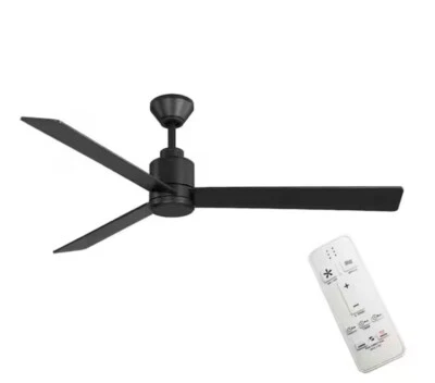 HB Hermon 60 pulgadas Ventilador de techo interior/exterior cubierto negro mate con control remoto OB Foto 1 de 4