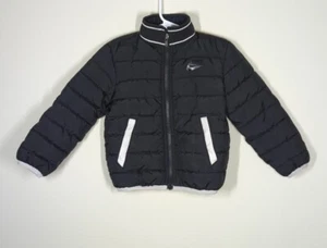 Nike Boys Size 2T (1-2years) Puffer Graphic Jacket Black/White Synthetic Fill - Picture 1 of 7