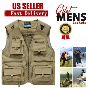 Men Tactical Fishing Vest Photographer Breathable Outdoor Sleeveless Jacket Vest - Picture 1 of 12