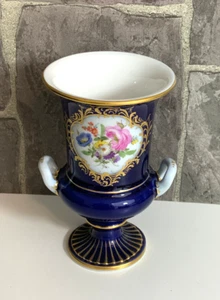 antike Porzellanvase Meissen-kobald Blumenmalerei - kleine Amphorenvase - Bild 1 von 8