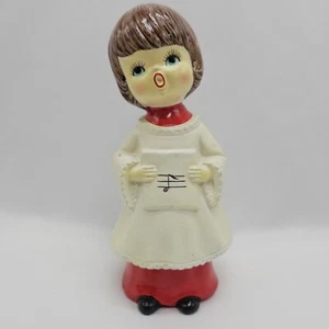 Decoración de Navidad Vintage Hueco Cerámica Niña Caroller Cantante Vacaciones 6.5" - Imagen 1 de 11