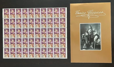 US Stamp 1987 22c Opera Tenor Enrico Caruso 50 Stamp Sheet Scott #2250 - Image 1 of 4