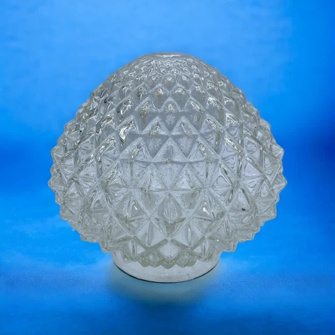 Vtg Art Deco Ceiling Light Lamp Fixture Shade Globe Diamond Quilt Clear Glass Cover