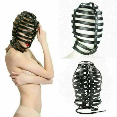 Mascarada Fetiche para Adultos Cuero PU Máscara Hueca Tocado Arnés Fiesta Juegos con disfraces Foto 1 de 4