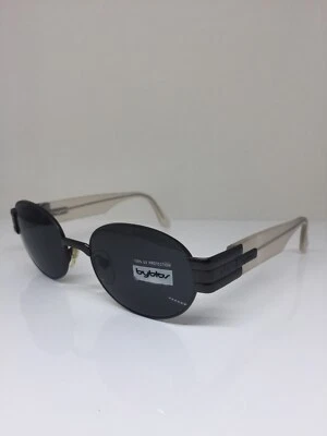 New Vintage Byblos 617 Oval Sunglasses C. 3143 Shiny Gunmetal 52-19mm Made Italy - Image 1 of 4