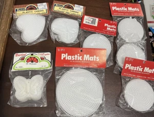 8 Packs (of 10) Plastic Canvas Shapes Circles, Hearts, Butterfly, + 1 extra - Picture 1 of 10