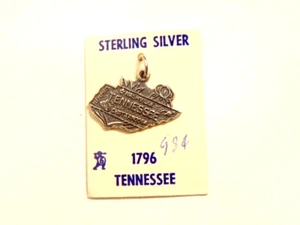 unused State of Tennessee sterling silver charm on the original cardboard - Picture 1 of 4