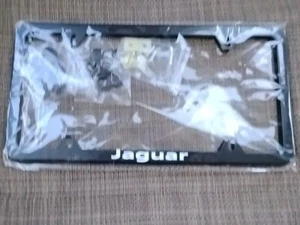 Marco de matrícula Jaguar de acero inoxidable acabado negro X2 nuevo  - Imagen 1 de 1
