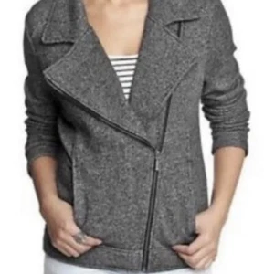 Catherine Malandrino XL Runway Style Moto Jacket Gray Black Zip Pocket - Picture 1 of 9