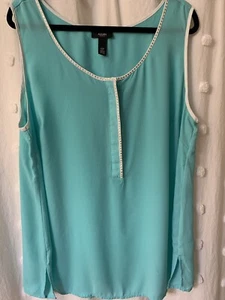 Alfani Woman Top Aqua Color Sleeveless W/ Embellished Size 20 - Picture 1 of 11