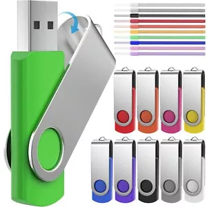 1GO Lot de 10 Clés USB 2.0 Pivotante Cle USB Mémoire Flash Couleur Mixt Clefs... - Photo 1/6