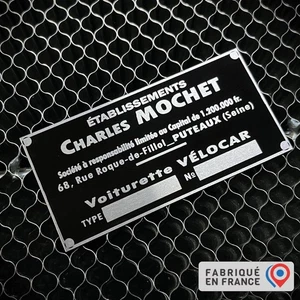 Aluminum Manufacturer Plate - Mochet Voiturette Vélocar - Pre-1950 - Picture 1 of 2