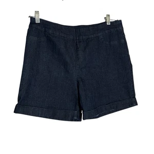 Pantalones cortos de mezclilla Soft Surroundings con puños lavado oscuro talla grande - Imagen 1 de 5