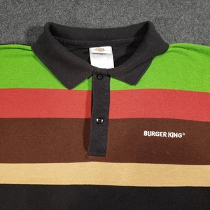 Burger King Vintage Whopper Striped Polo Shirt Unixex Large Retro Work Uniform - Picture 1 of 12