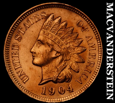 1904 Indian Head Cent - Red  Super Choice Gem Brilliant Uncirculated++++  #F5284 - Image 1 of 2