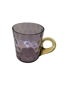 ANTIGUO VASO DE VIDRIO VICTORIANO Amatista Ámbar Moneda Punto Taza Mango - Imagen 1 de 6