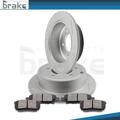 Fits 2011 2012 2013 2014 Chrysler 200 Slotted Discs Brake Rotors & Ceramic Pads Foto 1 de 4