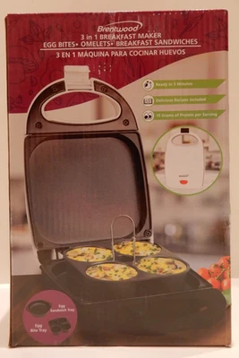 Brentwood TS-256W  3 in 1 Breakfast Maker Egg Maker Omelets Sandwiches  NEW - Image 1 of 4