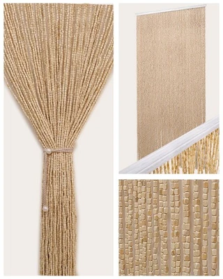 Bamboo Curtains for Doorways -35.5"x79"- 90-Strand Natural Bamboo & Wood Bead... Foto 1 de 4