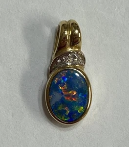 Colgante vintage de oro amarillo de 14k ópalo 9mmx7mm 1,4g - Imagen 1 de 9