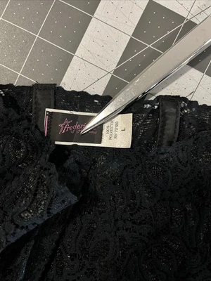 Frederick’s Of Hollywood Panties Size L Black High-Waisted Lace Boned - New - Image 1 of 4