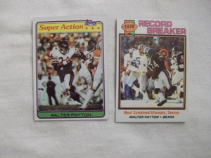 (2) WALTER PAYTON CARDS 1979 TOPPS # 335 RECORD BREAKER,1981 TOPPS # 202 SUPER A - Picture 1 of 2