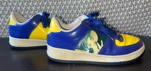 RARE Makaveli Branded 2pac Tupac Shakur Shoes Size 10 1/2 Blue Yellow Lakers - Picture 1 of 12
