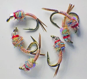 Rainbow Warrior Nymphs UV Bighorn Pink - Premium Trout Fly Fishing Flies Lot - Picture 1 of 22