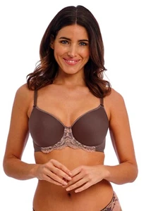 WACOAL FLORILEGE CHOCOLATE UNDERWIRE MOULDED SPACER BRA & SHORT SET 32C / 10C - Picture 1 of 2
