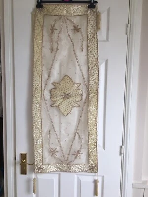 Vintage Hand Made 3D Embellished Velour Ob Organza Table Runner - Image 1 of 4
