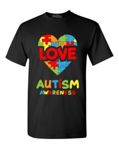 Love Puzzle Heart Autism Awareness T-Shirt Support Autism Dad Brother Shirts - Picture 1 of 13