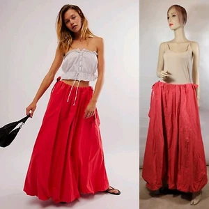 NEW SOLD OUT Free People Rita City Red Maxi Skirt NWT XL - Picture 1 of 7