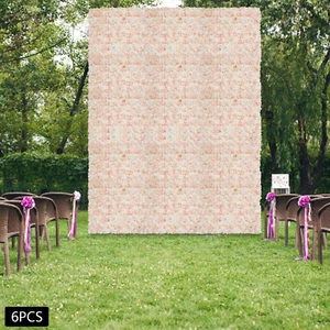 6Pcs Artificial Silk Flower Wall Panel Floral Backdrop Party Wedding Decoration - Picture 1 of 24