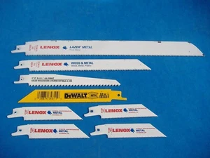 LOT OF EIGHT ASSORTED RECIPROCATING SAW BLADES LENOX  DEWALT - Picture 1 of 1