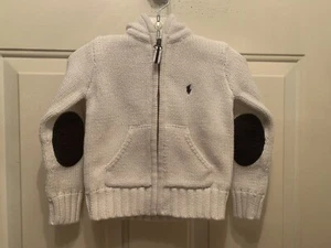 Ralph Lauren. Toddler Sweater Hooded Jacket. Color Ivory. Size 3/3T - Picture 1 of 8
