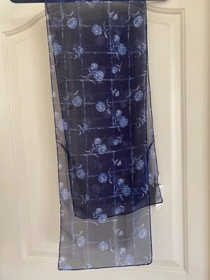 NWT ANNE KLEIN Vintage Scarf 11x55 Blue Floral - Image 1 of 3